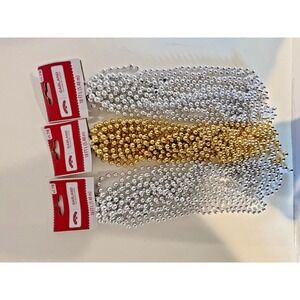 Plastic Metallic Color  Bead Christmas Garlands Silver Gold